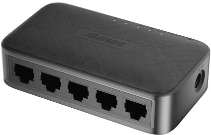 BENFEI Switch Ethernet de 5 Puertos Gigabit, Hub Switch de Red Montable en Pared y de Escritorio, Divisor Ethernet, Plug & Play, No Gestionado, Compacto, con LED, para Router, NAS, Portátil, Gaming