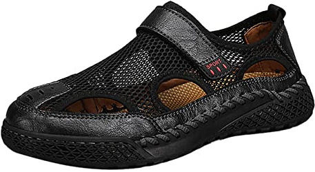 Sandales de trekking fermées à l'avant pour homme - Confortables - Marron - Chaussures d'été orthopédiques - Sandales de trekking pieds nus - Sandales de sport - Sandales d'extérieur - Sandales de