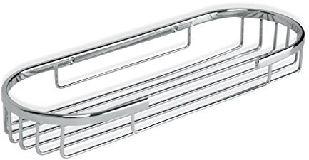 Tatay Estanteria para Ducha Ovalado Latón | Incluye Tornillos | Soporta 5 kg | Compatible Sistema Sin Taladro (Quick Fix) | Resistencia Humedad | Moderno | Fácil Drenaje | 11 x 4 x 30cm - Modelo Krom