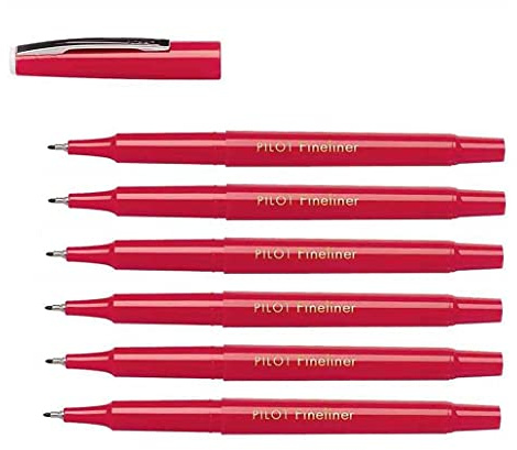 Pilot Fineliner Pens Red Ink Extra Fine Tip Ref SW-PPF (Pack of 6) Supplied Loose …