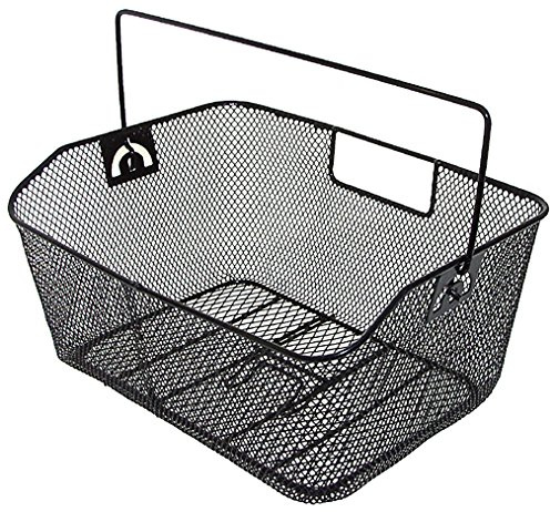 M-Wave Fahrradkorb Drahtkorb für Gepäckträger, Schwarz, Stahl, Rackmontage, ca. 40x30x18/15cm, 7 kg Tragfähigkeit
