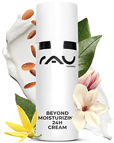 RAU Cosmetics Naturkosmetik Gesichtscreme beyond Moisturizing 24h Cream 50 ml - Vegane Feuchtigkeitscreme für Trockene, Normale Haut, Sensible Haut & Mischhaut - Mit Arganöl, Mandelöl & Vitamin E