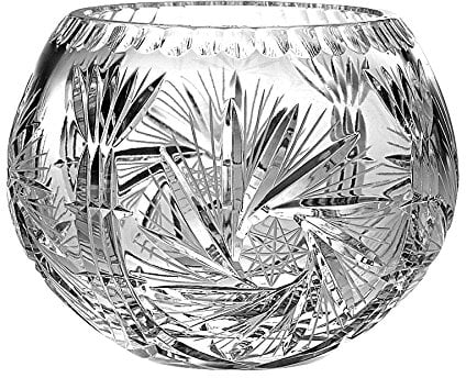 Barski European Hand Cut - Crystal Rose Bowl - Pinwheel Design 5 D