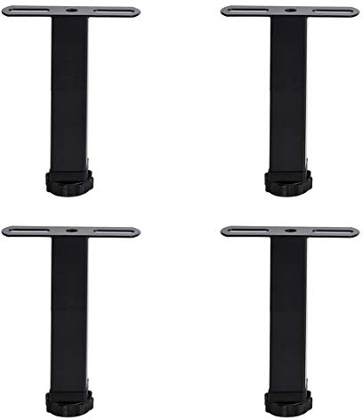 Pieds de Support en métal en Forme de T, Pieds de sommier en Fer forgé Peint écologique, Pieds de Meuble avec Accessoires antidérapants - Noir/Blanc