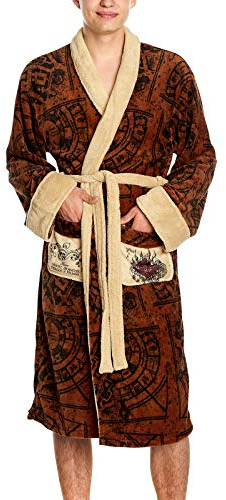 Elbenwald Zubehör Bademantel ohne Kapuze Harry Potter Marauders Map Adult Hoodless Robe, Einfarbig, beige/braun, Einheitsgröße