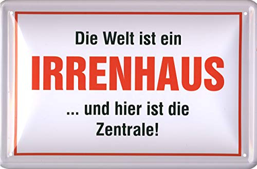 Geschenkeparadies 24 Blechschild 20x30cm Die Welt ist EIN Irrenhaus .. und Hier ist die Zentrale