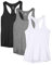 icyzone Damen Sporttop Yoga Tank Top Ringerrücken Oberteil Laufen Fitness Funktions Shirt, 3er Pack (XL, Black/Gray/White)