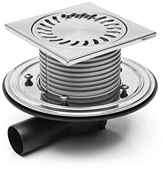 VONLIS DN50 Badablauf Duschablauf Balkonablauf Terrassenablauf Siphon Innen Außen Edelstahl Eckig Edelstahlflansch