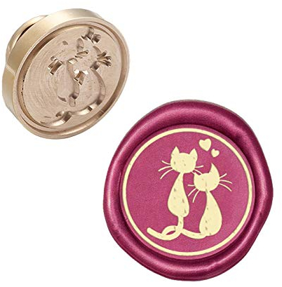 craspire Wax Seal Stamp Head Katzen In Liebe Abnehmbare Versiegelung Messing Stamp Head Für Kreative Geschenkumschläge Einladungskarten Dekoration