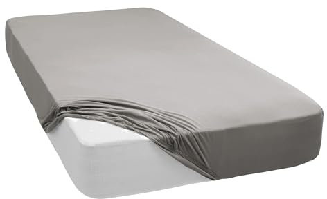 Mixibaby Spannbettlaken Jersey Spannbetttuch 100% Baumwolle Bettlaken Spannbettuch Laken 28 Farben, Größe:180 x 200 cm, Farbe:Grau