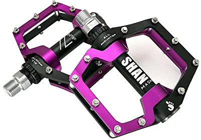 Pozzobon 9/16 Fahrradpedale CNC Aluminium Mountainbike Fahrrad Pedale, rutschfeste Pedalen mit 3 Abgedichtete Lager für MTB BMX Rennrad Trekking Road Bike City Bike 328 (Lila)