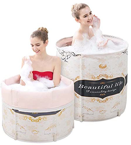TJH Vasca da Bagno Portatile 60 * 60 cm Pieghevole Autoportante Vasca da Bagno a Immersione Barile per Adulti Isolamento Termico Protezione Ambientale Bagno
