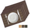 ANDSTAR Set von 8 Stück Bambus Platzsets mit Stoffumrandung Sushi Rolling Mat Japanischer Stil Natürlich AntiRutsch Bambus Platzsets Waschbar Hitzebeständig Tischmatten für Esszimmer und Küche (Braun)