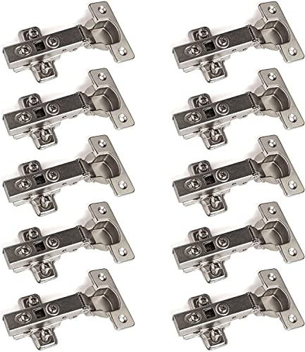 Scharnier T45 außen (Hals 0) mit Soft-Close Stoßdämpfer + Kreuz-Montageplatte + Montageschrauben - Tassenscharniere 35 (10, 20 oder 30) (20 Stück)