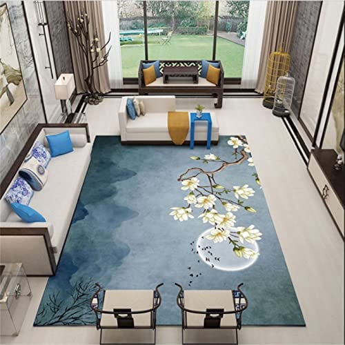 RUGMRZ Carpette Chambre Tapis De Salon Moderne Tapis Anti-dérapant de Couloir de Salon Bleu de Style Chinois Tapis Anti-Fatigue Doux 40X60CM Tapis Long Couloir
