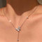 Atentuyi Cz Y Lariat Collier Pendentif Papillon Collier Ras Du Cou Perle Collier Argent Cristal Papillon Collier Bijoux pour Femmes et Filles