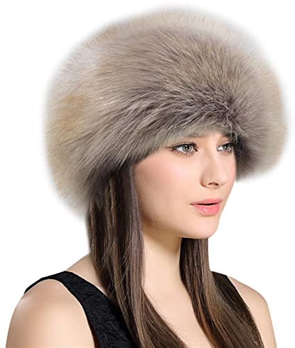 Lifup Damen Fellimitat Hut Cossack Russische Mütze Kosakenmütze für Reisen, Skifahren, Wandern Grau