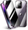 iPhone 14 Pro MAX Privacy Case, 6.7inch Hybrid Color Case with Screen Protector and Camera Lens Protector, Full Body Tempered Glass and Buckle, Metal Bumper Case (Purple)