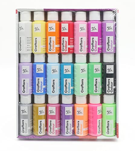 Mont Marte Crafters Acrylfarbe für Kunst- und Bastelarbeiten, 21 Stück, 60 ml, ideal für Anfänger, Studenten und Bastelaktivitäten