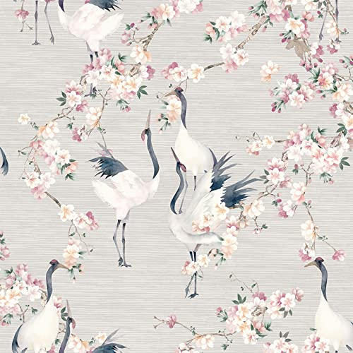 Arthouse Blossom Crane Birds Wallpaper - Pink/Cream 924800