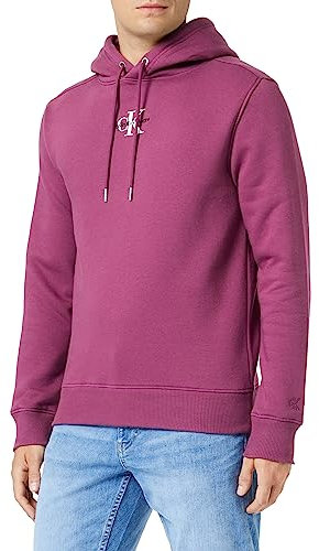 Calvin Klein Jeans Monologo Hoodie J30j323749, Felpe con cappuccio Uomo, Viola (Amaranth), S