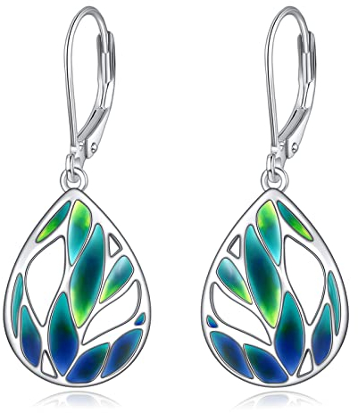 YFN Flower Leaves Earrings Sterling Silver Flower Dangle Earrings for Women