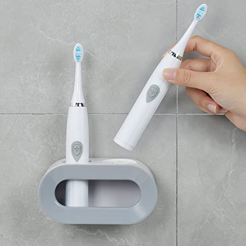 Vicloon Universal Zahnbürstenhalter,Elektrische Zahnbürstenhalter,Zahnbürstenhalter Wandmontage mit Ablaufloch,Zahnbürstenhalter Ohne Bohren,Zahnbürstenhalter für Badezimmer-Grau