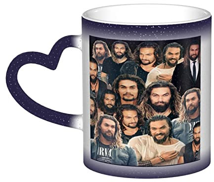 YINGD Jason Tasse Momoa Keramik Foto Kaffee Tassen Magic Heat Sensitive Farbwechsel Kaffeetasse Milch Teetasse Personalisierte Geschenke für Familienliebhaber Freunde Sternenhimmel Blau