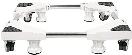 Waschmaschinensockel, verstellbar, 42 cm-64 cm, Basis für Kühlschrank, Waschmaschine, Halterung, Traglast 300 kg, Basis für Wäschetrockner mit 4 Rädern und 8 Füßen, Geräuschreduzierung