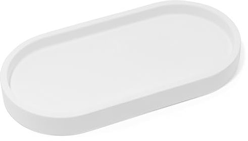 Yew Design - Matte White Round Soap Dispenser Tray, 8” Soap and Lotion Bottle Tray Organizer Plate for Bathrooms, Kitchens, Countertops - Holds 2 Soap Dispensers