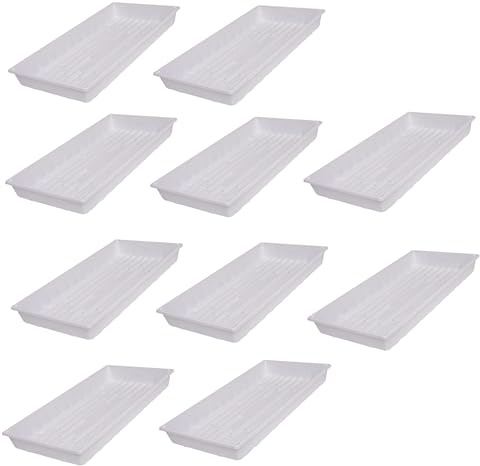 SUNPACK 10 x 20 Plastic Seed Starting Tray, White, 2.5 (Pack of 10) - No Drainage Holes, Perfect for Greenhouses or Indoor Gardening - Ideal for Seedlings and Cuttings