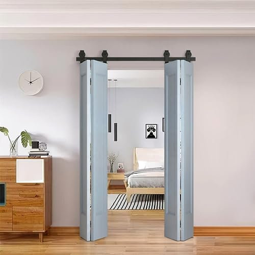 HOCONNIE Kit hardware per porta scorrevole bi-pieghevole da 183 cm, kit per porta scorrevole per 4 ante dell'armadio