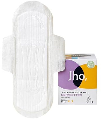 Jho Damenbinden aus 100% Bio-Baumwolle (Super + Tag und Nacht, 10)