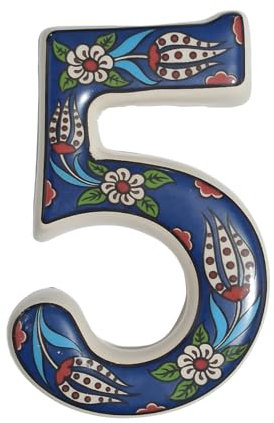 Grande cartello in ceramica per inaugurazione della casa cartello per indirizzo in ceramica cartello per numero civico,cartello per porta personalizzato decorato a mano (Navy Blue, 5)