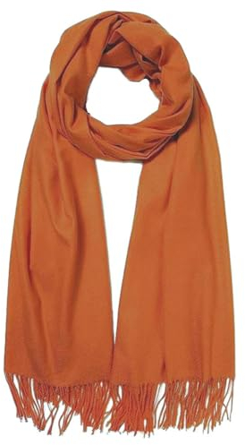 CLELLA Damen Kaschmir Schal Doppelseite Baumwolle mit Quasten Weiche Großer Deckenschal Mehrweg (Orange)