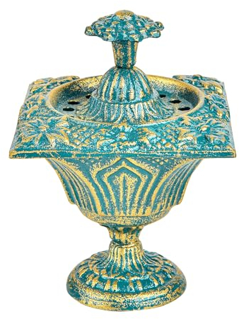 Sungmor Brûleur d'encens vintage en fonte au charbon de bois, porte-encens en résine, support antique pour bakhour, bâtons d'encens, sauge, méditation, décoration de maison et de bureau