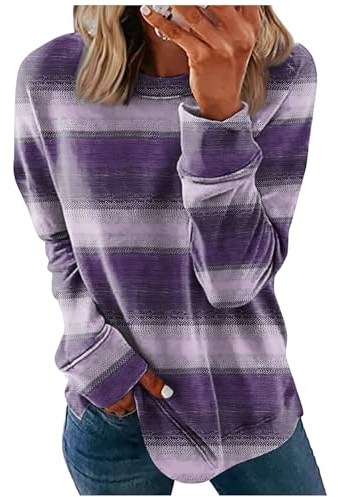 Silvester Outfit Damen Kleidung Damen Bluse Damen Katzen Pullover Damen Fledermaus Pullover Damen Weihnachtspullover Damen Baumwolle Jumper Ball Winterpullover Damen Fleecepulli Damen(5-Purple,M)