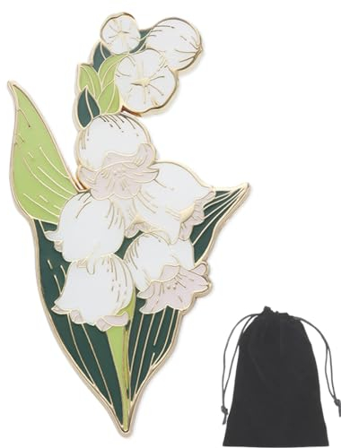 KSJEHW épingles à dos en émail, pour sac à dos - Broche fantaisie en forme- Pour homme et femme - Pour vestes, vêtements(Campanule, avec sac en velours)