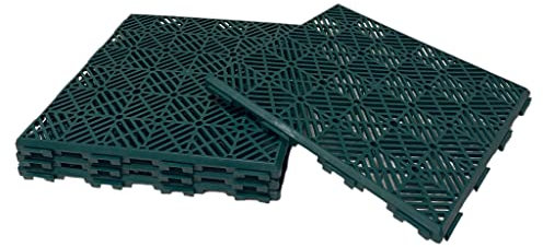Home Hacks Garden Plastic Tiles 30x30cm Heavy Duty & Durable Interlocking Walkway Floor Path Patio Non-Slip Decking Tile Waterproof Patio Lawn Tiles for Pathway & Terrace (10x Green)