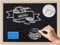Schwarze Kreidetafel 60x80 cm zum Beschriften von Menü Aufhängen Abwischbare Wandtafel für Kinder Küche Schule Blackboard mit Holzrahmen Inklusive Kreide und Schwamm