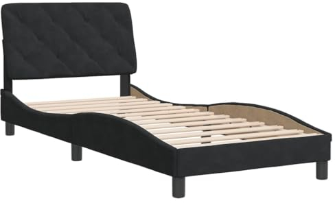 vidaXL Bettgestell, Bett ohne Matratze, Bettrahmen mit Lattenrost für Schlafzimmer, Schlafzimmerbett EinzelBettgestell Schwarz 80x200cm Samt