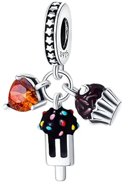Streetculture Bonbon Eis Cupcake Muffin Schokoladeneis - 925 Silber Charm Sterlingsilber Bettelarmband Anhänger Schmuck Dekoration Zubehör Geschenk