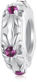 Iris Stopper Charm Bead für Pandora Armbänder, 925 Sterling Silber Silikon Lock Spacer Charm Bead