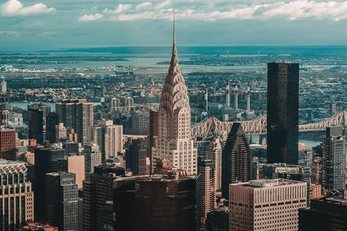 UNIK Nordic Vliestapete, BxH 450x280 cm, New York Skyline, Tapete Big Apple, Fototapete Wohnzimmer und Schlafzimmer, XXL Premium Wohntapete, Wandtapete City Stadt, Motivtapete Made in Germany