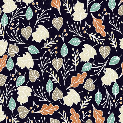 ANLIKY-Pro Self Adhesive Wallpaper Colorful Branches & Leaves Blue Background Peel and Stick Contact Paper, 44X300CM Removable Decorative Film for Cabinet Furniture