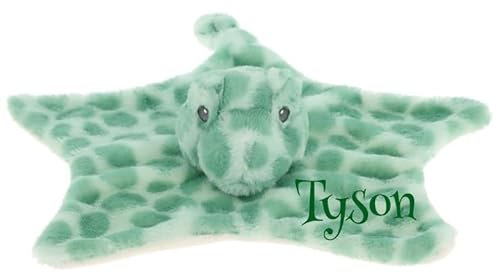 Wuff-Dogsworld Baby Kuscheltuch VIELE Modelle mit Namen Bestickt Geschenk Taufe Geburt Schmusetuch Schnuffeltuch Trösterchen Junge Mädchen (Dino Stern)