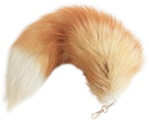 XPEX 1 Stück Fuchsschwanz Anhänger Etwa 40Cm, Therian Tail Keychain Extra Groß, Schlüsselring Tasche Zusätze Auto Schlüsselketten Anhänger Weich Flaumig Dicht Dekoration(Gold) (A)