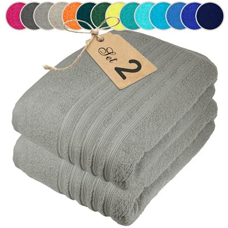 Lashuma XXL Saunahandtuch 80x200 cm, London Liegetuch Set groß, Saunatuch Männer Stein - Grau