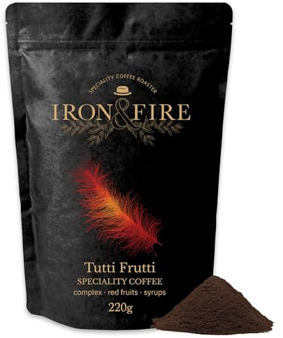 Tutti Frutti Specialty Blend 220g Espresso Grind - Light Roast, Great Taste Award-Winning Single-Origin Coffee with Complex Red Fruits & Syrupy Finish - Ideal for Espresso & Moka Pot - IRON & FIRE