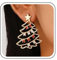 Cimenexe Vintage Kristall Weihnachtsbaum Ohrringe - Rubin Tropfen Ohrstecker - Hohle Weihnachtsschmuck Für Frauen